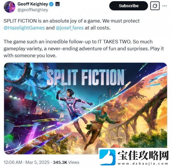 TGA创始人盛赞双影奇境：双人成行后的绝佳续作！
