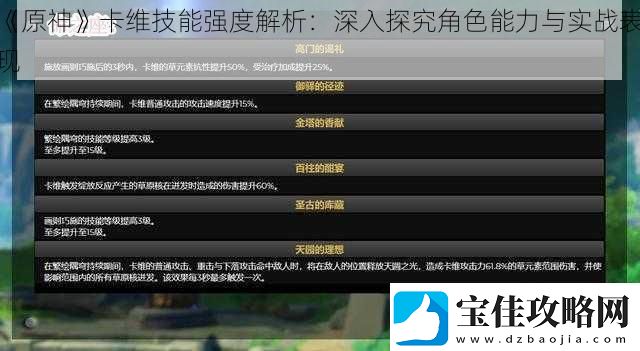原神卡维技能强度解析：深入探究角色能力与实战表现
